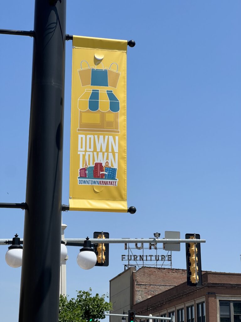 Downtown Kankakee pole banner design - shopping